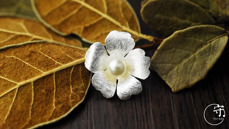 Beautiful Handmade Wiredrawing Pearl Flower Pendant Women Sterling Silver Jewelry No Chain